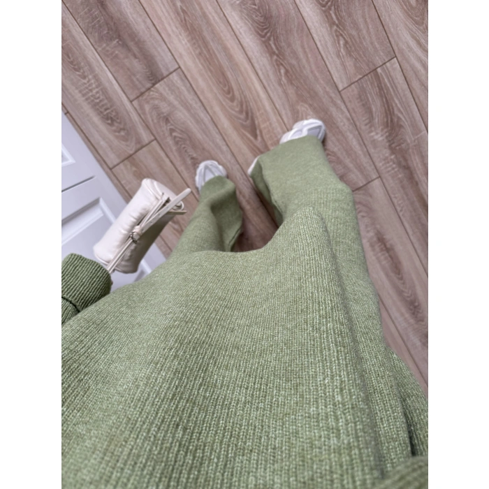 Sık Dokuma Tok Nude Yeşili Triko Takım