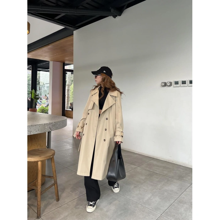 Stradi Model Taş Astarlı Uzun Trençkot