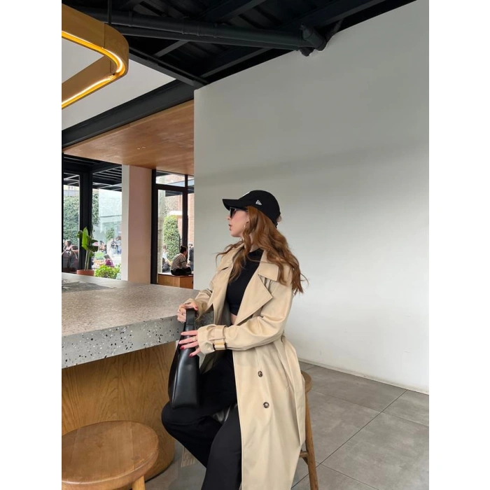 Stradi Model Taş Astarlı Uzun Trençkot