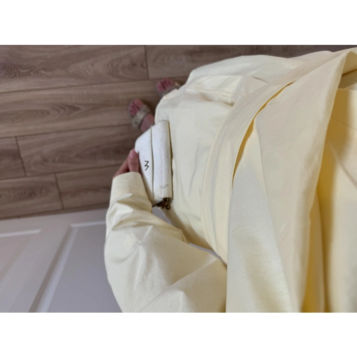 Tasarım Kuşaklı Sarı Kimono Gömlek