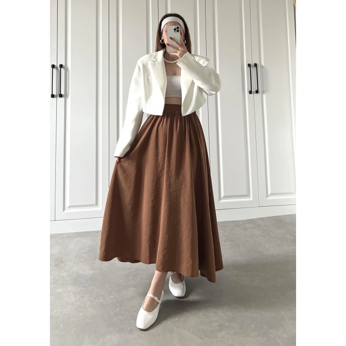 Tensel Beli Lastikli Kiremit Renk Kilos Etek