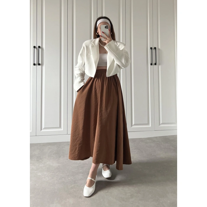 Tensel Beli Lastikli Kiremit Renk Kilos Etek