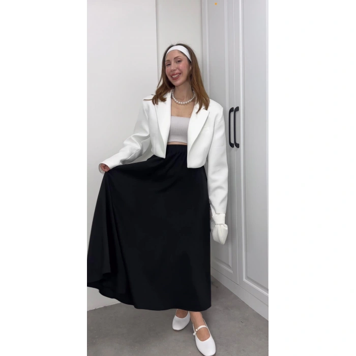 Tensel Beli Lastikli Siyah Kilos Etek