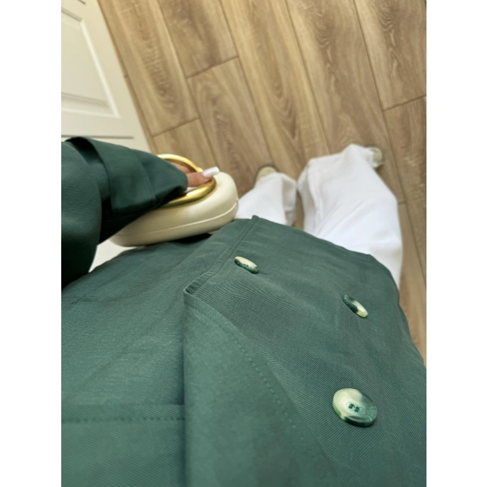 Tensel Oversize Zümrüt Yeşili Kısa Trençkot