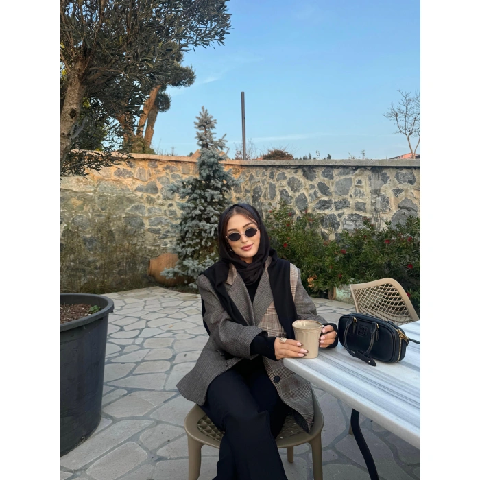 Vintage Kahve Astarlı Oversize Blazer Ceket