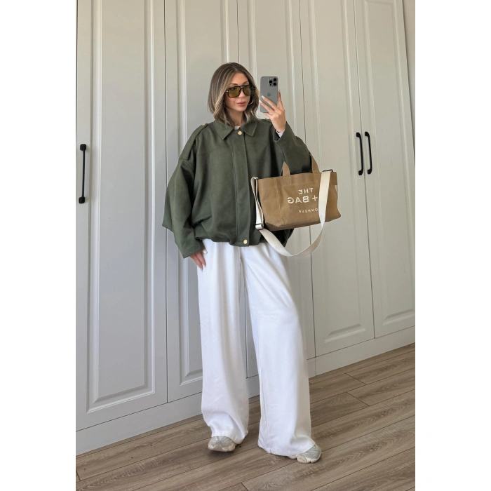 Viral Süet Astarlı Haki Bomber Ceket