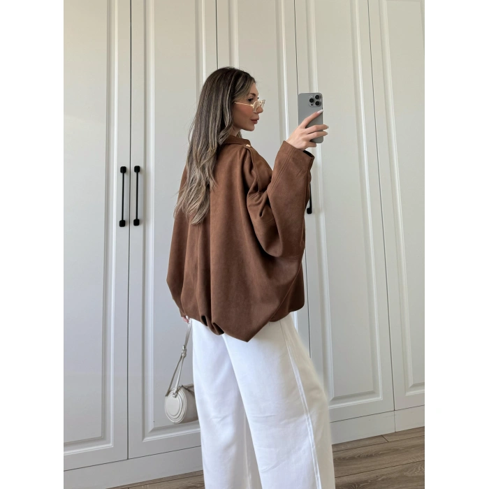 Viral Süet Astarlı Taba Bomber Ceket