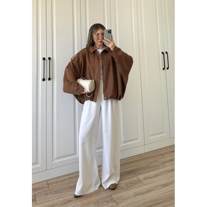 Viral Süet Astarlı Taba Bomber Ceket