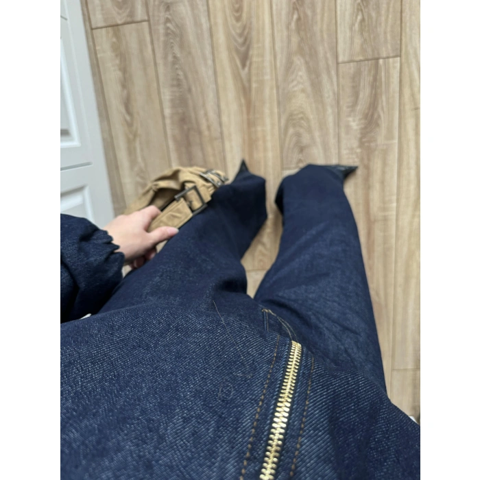 Yakası Çıkarılabilir Kürk Detaylı Denim Takım