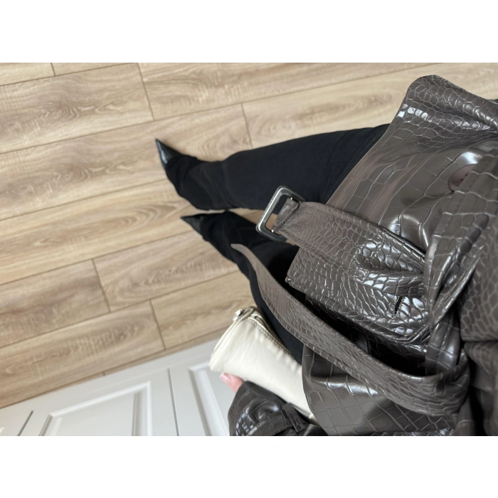 Yılan Derili Premium Kahve Deri Ceket