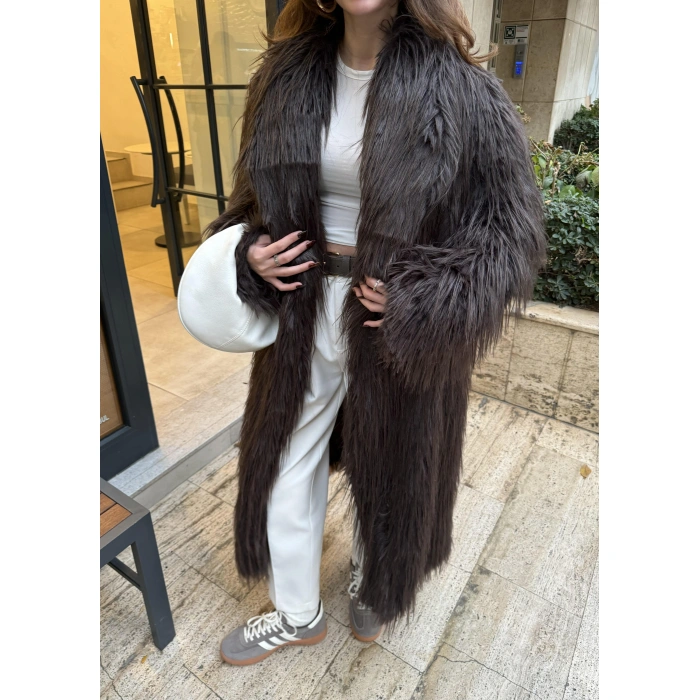 Yüksek Kalite Kahve Lux Uzun Kürk