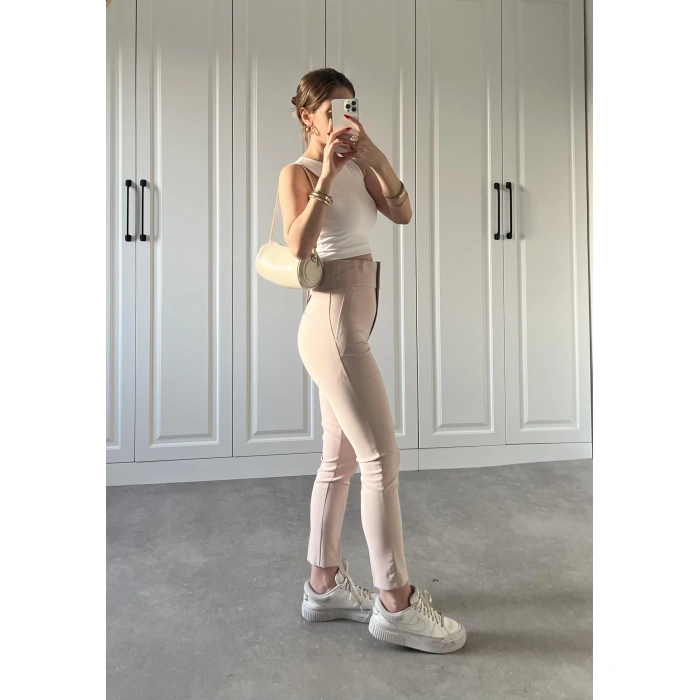 Yükselbel Fit Kalıp Taş Kumaş Pantolon