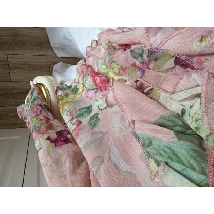 Zr Model Çiçek Desenli Fırfırlı Gömlek Bluz