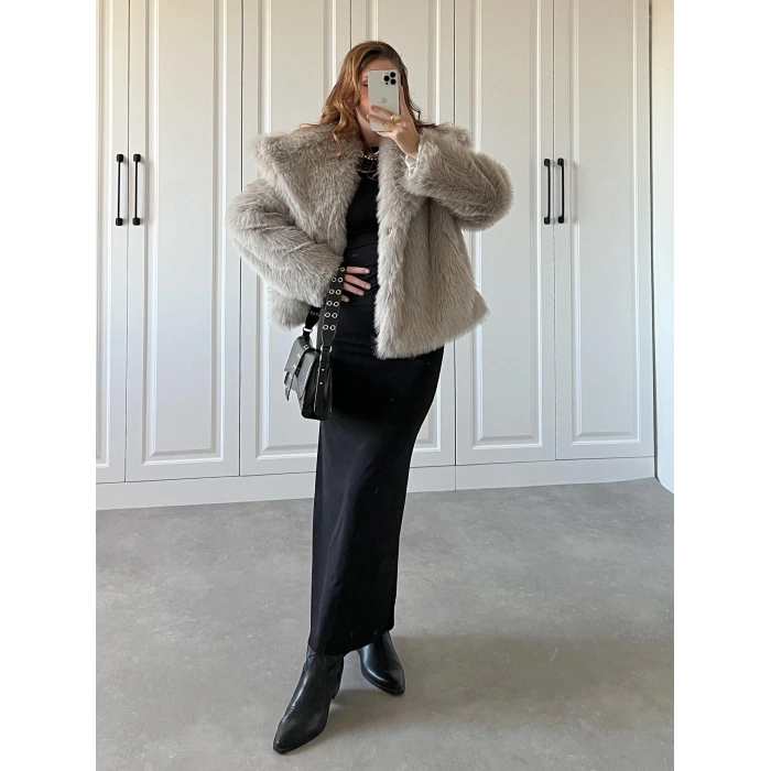 Zr Model Gri Astarlı Premium Kürk