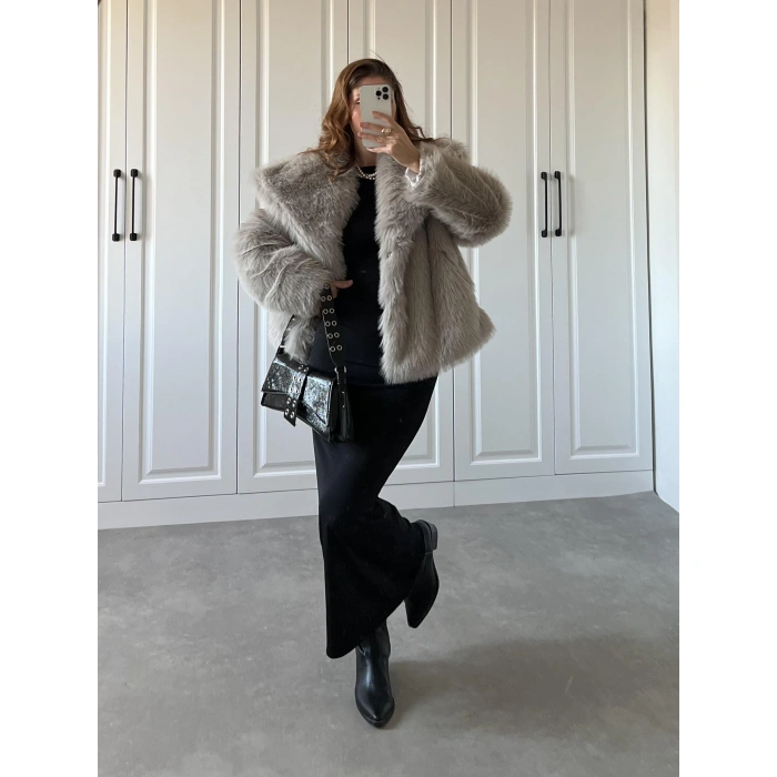 Zr Model Gri Astarlı Premium Kürk