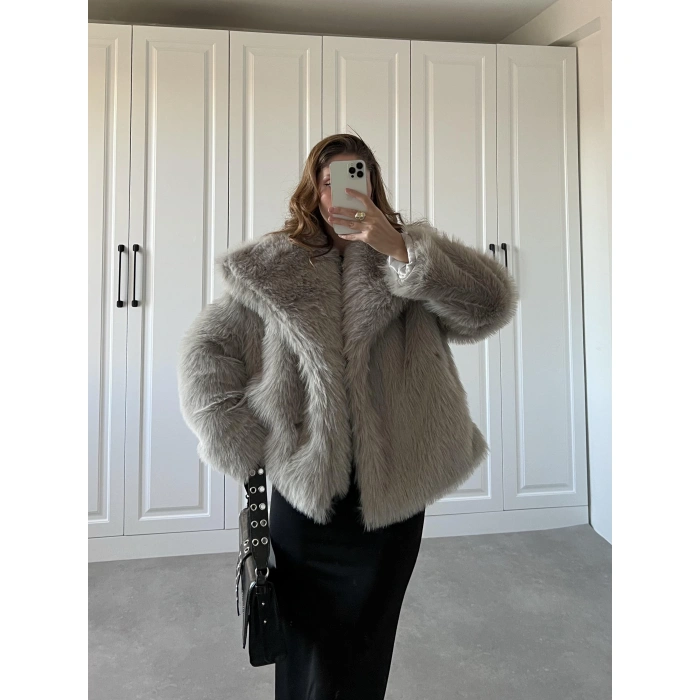 Zr Model Gri Astarlı Premium Kürk