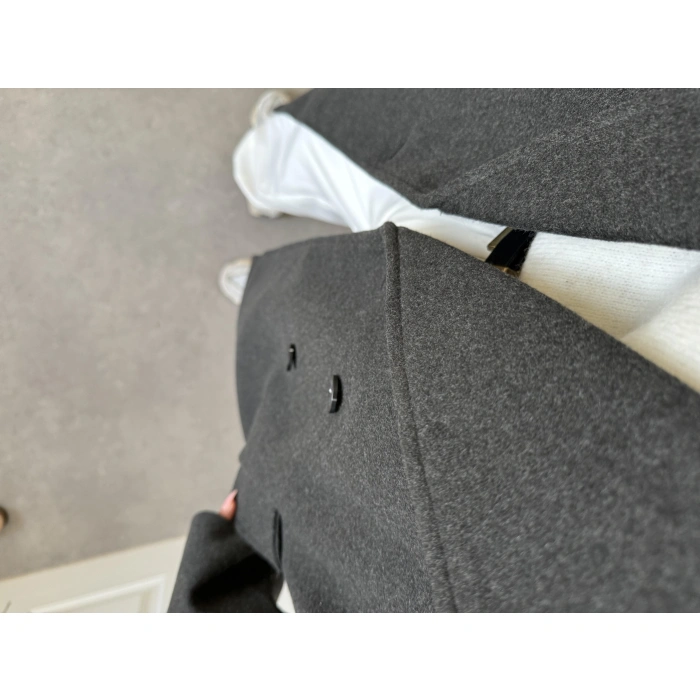 Zr Model Oversize Astarlı Antrasit Kaşe Kaban