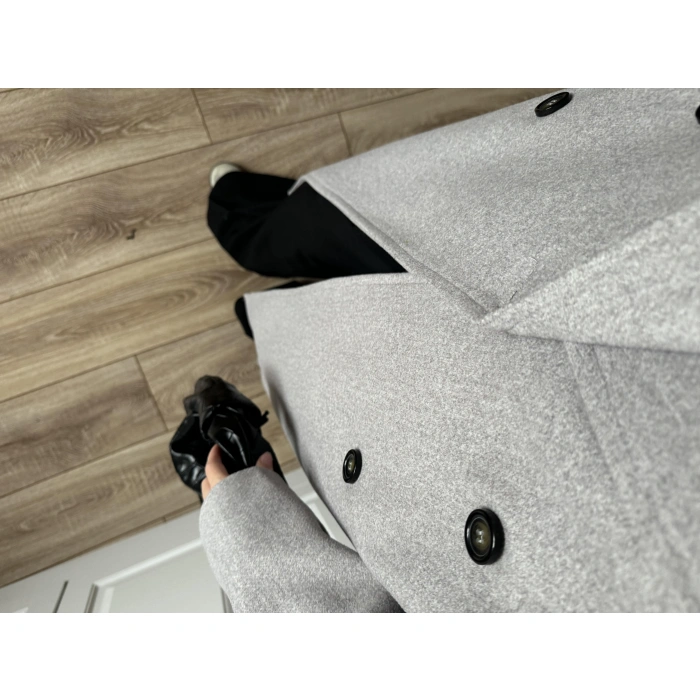 Zr Model Oversize Gri Kaşe Kaban