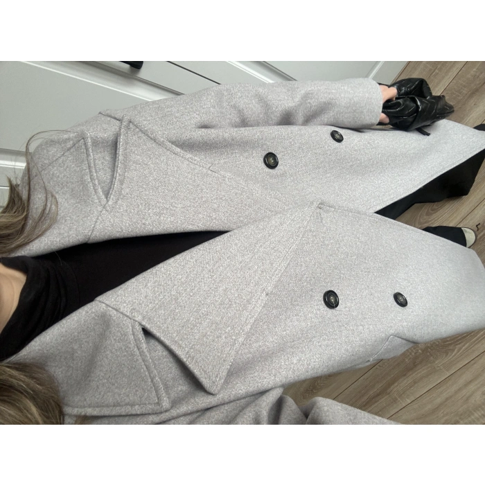 Zr Model Oversize Gri Kaşe Kaban