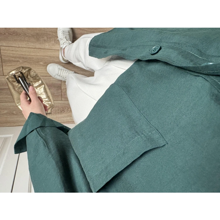 Zümrüt Yeşilİ Oversize Tensel Gömlek