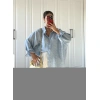 Açık Mavi Oversize Tensel Gömlek
