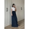 Anvelop Keten Uzun Lacivert Etek