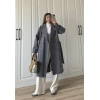 Aria Kuşaklı Astarlı Premium Antrasit Trençkot