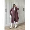 Aria Kuşaklı Astarlı Premium Bordo Trençkot