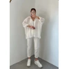 Beyaz Oversize Tensel Gömlek