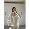 Beyaz Yakalı Şardonlu Sweat