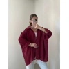 Bordo Oversize Tensel Gömlek