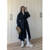 Ekstra Oversize Denim Kuşaklı Trençkot