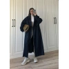 Ekstra Oversize Denim Kuşaklı Trençkot