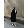 Fularlı Oversize Premium Siyah  Trençkot