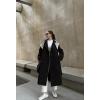 Fularlı Oversize Premium Siyah  Trençkot