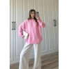 Golden Oversize Pembe Triko Kazak