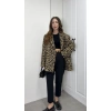 Leopar Astarlı Oversize Blazer Ceket