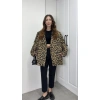 Leopar Astarlı Oversize Blazer Ceket
