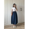 Maxi Astarlı Lacivert Balon Etek