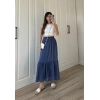 Midi Boy Şifon Astarlı Lacivert Etek