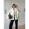 Oversize Premium Astarlı Beyaz Kürk Ceket