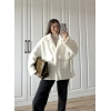 Oversize Premium Astarlı Beyaz Kürk Ceket