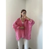Pembe Oversize Tensel Gömlek