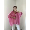 Pembe Oversize Tensel Gömlek