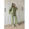 Sık Dokuma Tok Nude Yeşili Triko Takım
