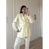 Tasarım Kuşaklı Sarı Kimono Gömlek