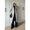 Zr Model Oversize Gri Kaşe Kaban