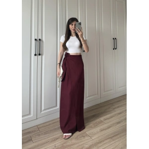 Anvelop Keten Uzun Bordo Etek