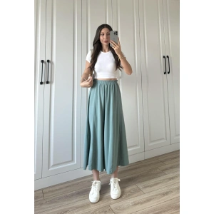 Bilek Boy Geniş Paça Mint Yeşili Pantolon