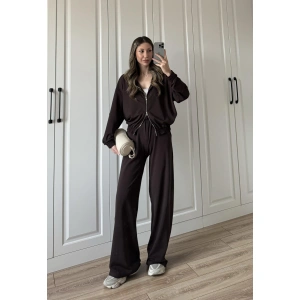 Çift Fermuarlı Kahve Spor Model Takım